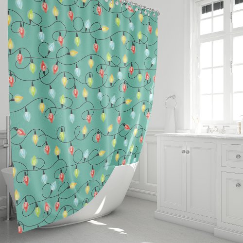 Twinkling Christmas Lights Holiday Pattern Shower Curtain