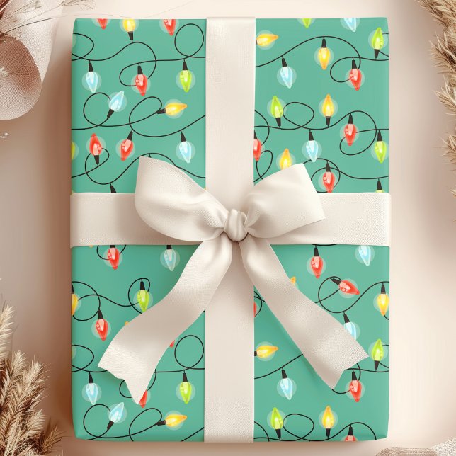 Twinkling Christmas Lights Holiday Pattern Wrapping Paper (Creator Uploaded)