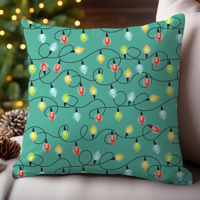 Twinkling Christmas Lights Pattern  Throw Pillow (Creator Uploaded)