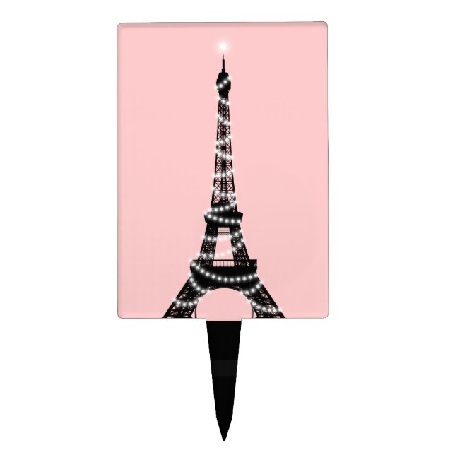 Twinkling Eiffel Tower Cake Pick - Pink (Front)