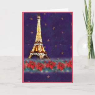 Twinkling Eiffel Tower Happy Christmas Holiday Card