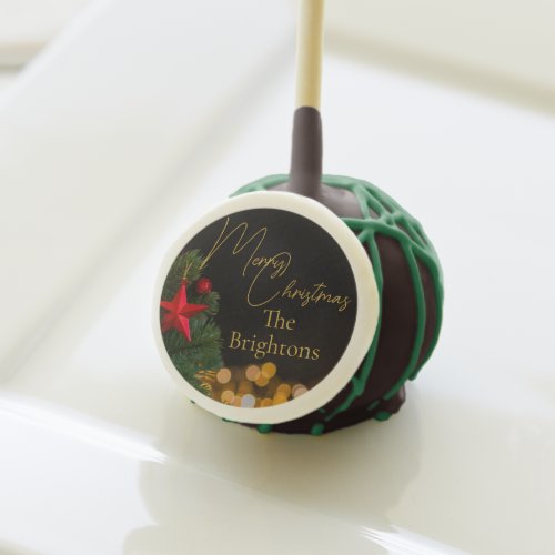 Twinkling Gold Lights Modern Merry Christmas Party Cake Pops