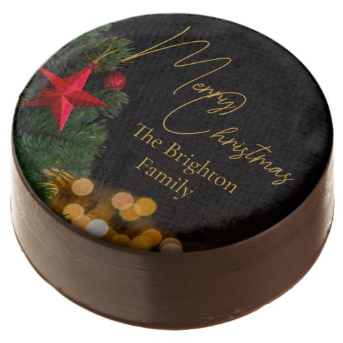Twinkling Gold Lights Modern Merry Christmas Party Chocolate Covered Oreo