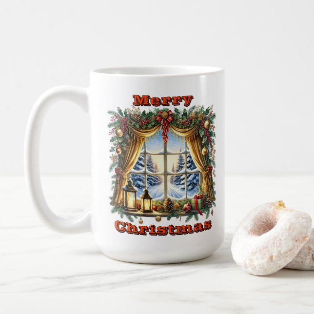 Twinkling Holiday Window Glow Coffee Mug (With Donut)