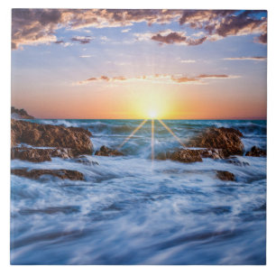 Twinkling Icelandic Sunset Ceramic Tile