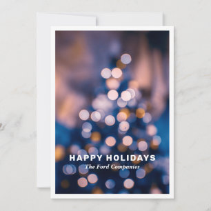 Twinkling Lights Blue Company Holiday Invitation