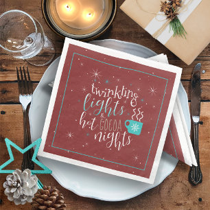 Twinkling Lights Hot Cocoa Nights ID593 Paper Dinner Napkins