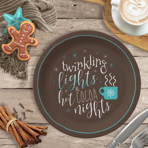 Twinkling Lights Hot Cocoa Nights ID593 Paper Plates