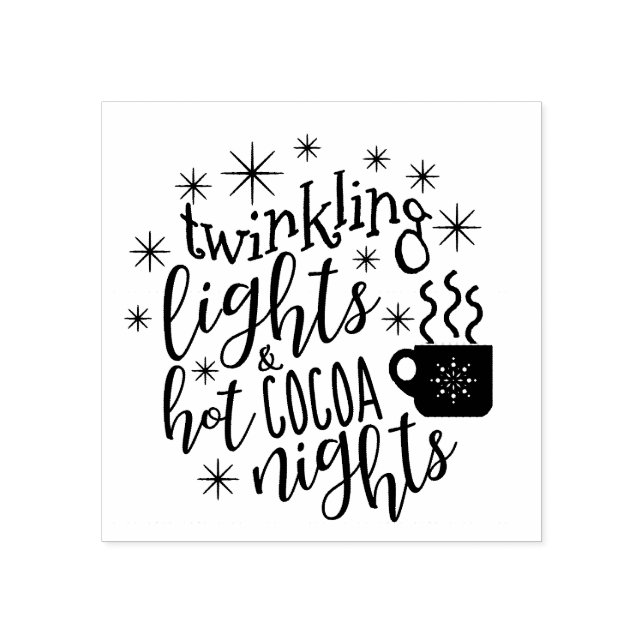 Twinkling Lights Hot Cocoa Nights ID593 Rubber Stamp (Imprint)