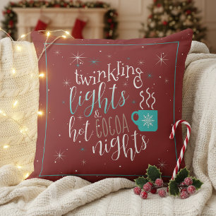 Twinkling Lights Hot Cocoa Nights ID593 Throw Pillow