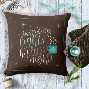 Twinkling Lights Hot Cocoa Nights ID593 Throw Pillow