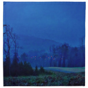 Twinkling Lights in a Blue Mountain Mist Cloth Napkin