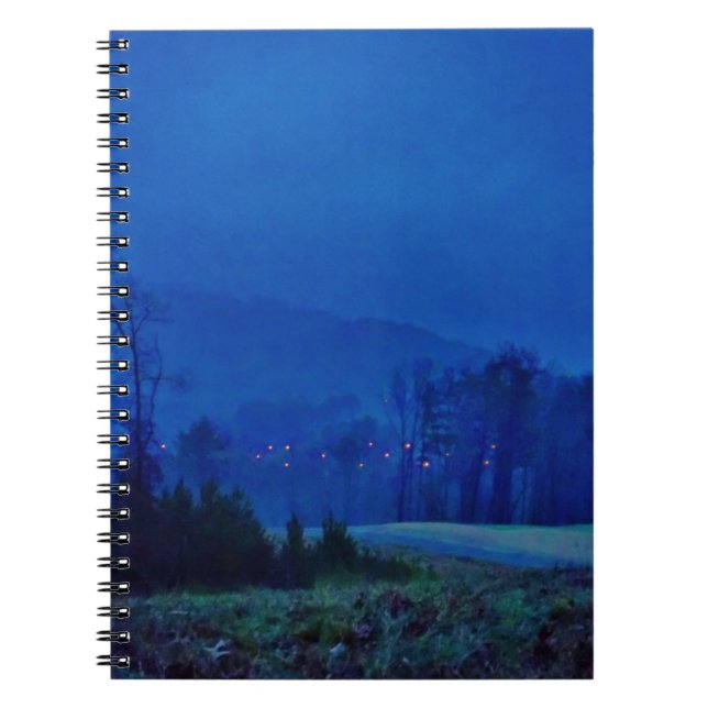 Twinkling Lights in a Blue Mountain Mist Notebook (Front)