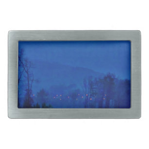 Twinkling Lights in a Blue Mountain Mist Rectangular Belt Buckle