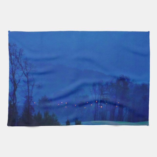 Twinkling Lights in a Blue Mountain Mist Towel (Horizontal)