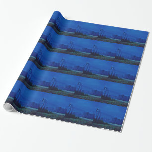 Twinkling Lights in a Blue Mountain Mist Wrapping Paper