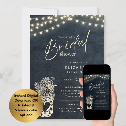 Twinkling Lights  Rustic Barn Woodland Wedding    Invitation