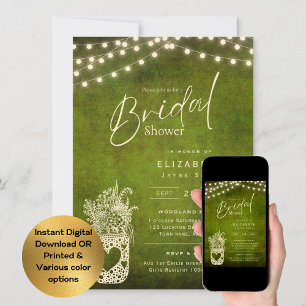 Twinkling Lights Rustic Barn Woodland Wedding Invitation