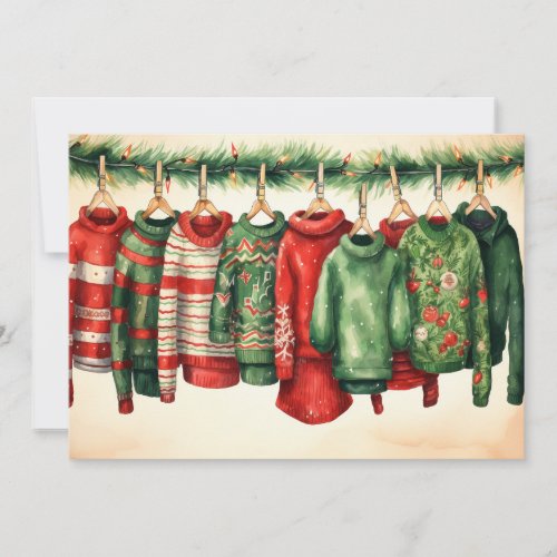 Twinkling Lights Ugly Sweater Christmas Joy Holiday Card