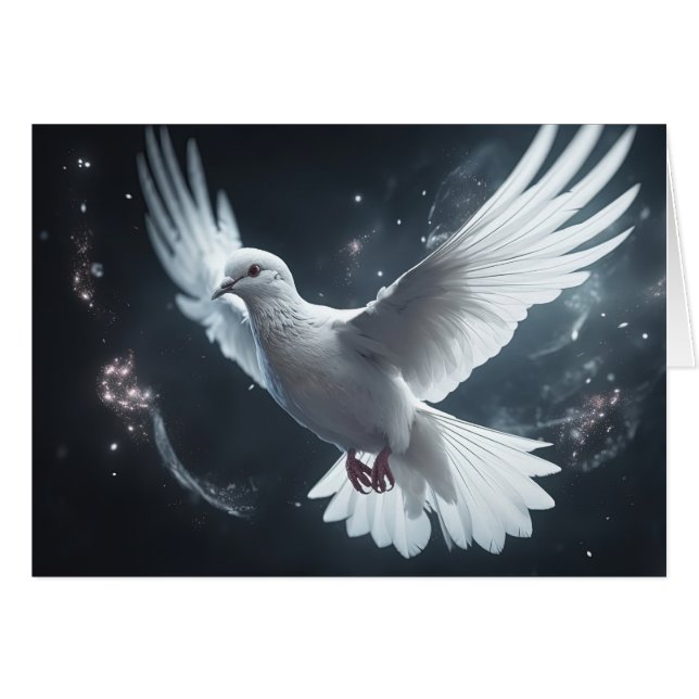 Twinkling Lights White Peace Dove Cards (Front Horizontal)