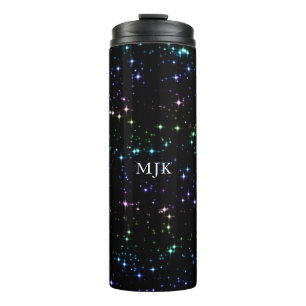 Twinkling Rainbow Glitter Stars in the Night Sky Thermal Tumbler