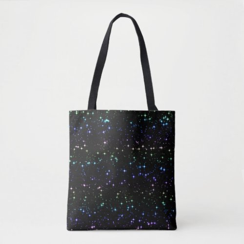 Twinkling Rainbow Glitter Stars in the Night Sky Tote Bag