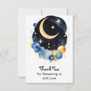 Twinkling Sky Baby Shower Moon & Stars Theme Thank You Card