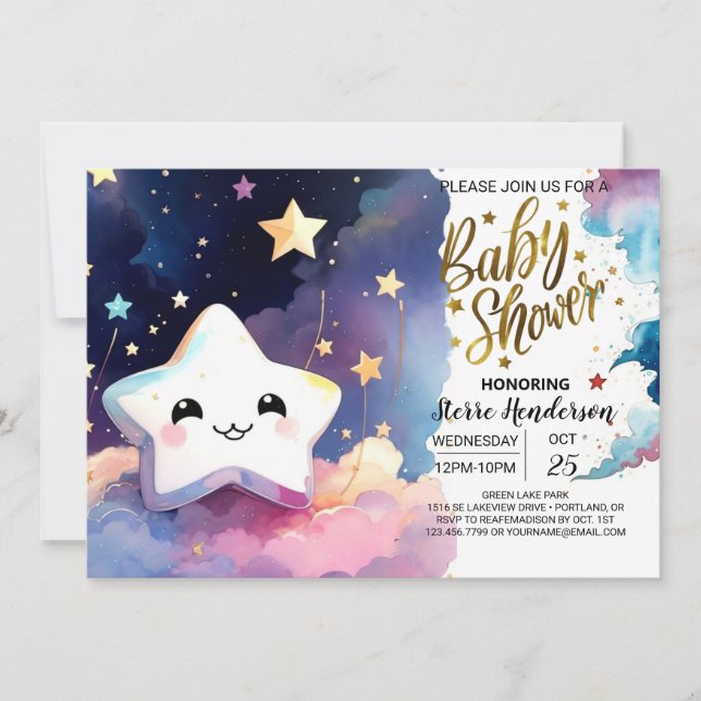 Twinkling Stardust Soiree Baby Shower Invitation (Front)