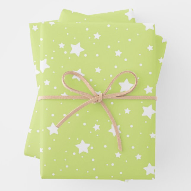 Twinkling Starry Night Sky Pattern Wrapping Paper Sheets (In situ)