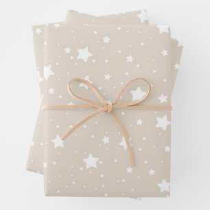 Twinkling Starry Night Sky Pattern Wrapping Paper Sheets