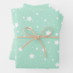Twinkling Starry Night Sky Pattern Wrapping Paper Sheets
