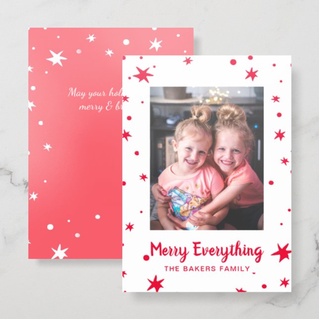 Twinkling Stars Christmas Holiday Letterpress Photo Cards (Front/Back)