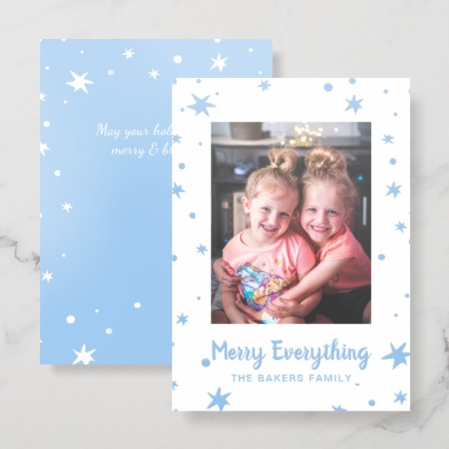 Twinkling Stars Christmas Holiday Letterpress Photo Cards (Front/Back)
