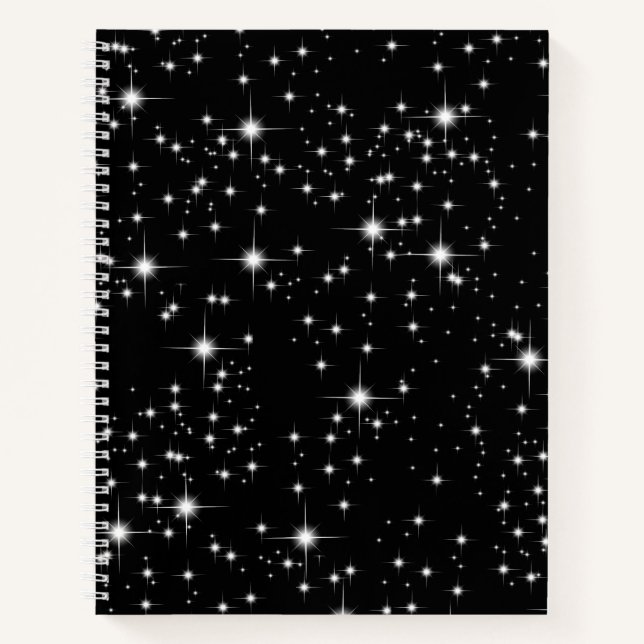 Twinkling Stars on Black  Notebook (Front)