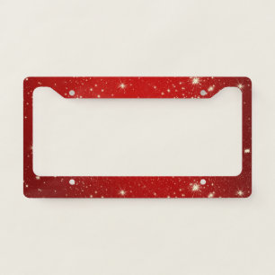 Twinkling Stars on Red License Plate Frame