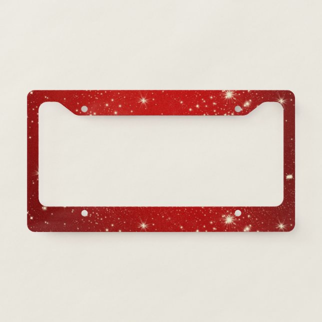 Twinkling Stars on Red License Plate Frame (Front)