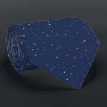 Twinkling Stars Pattern Rose Gold Navy Blue Neck Tie<br><div class="desc">This trendy necktie features a subtle pattern of tiny twinkling stars in rose gold faux foil on a navy blue background. Ideal for groomsmen in a navy blue and rose gold themed wedding.</div>