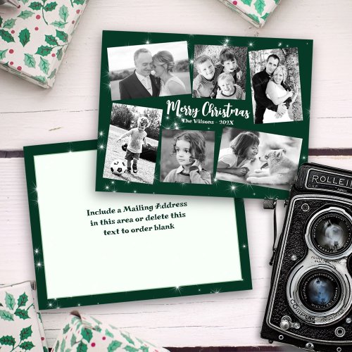 Twinkling Stars Photo Collage Merry Christmas Postcard