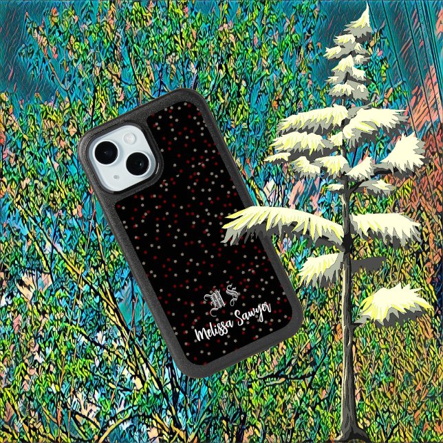Twinkling Stars Snowflakes Dark Night Winter Sky  iPhone 15 Case (Twinkling Stars Snowflakes Dark Night Winter Sky Otterbox iPhone Case)
