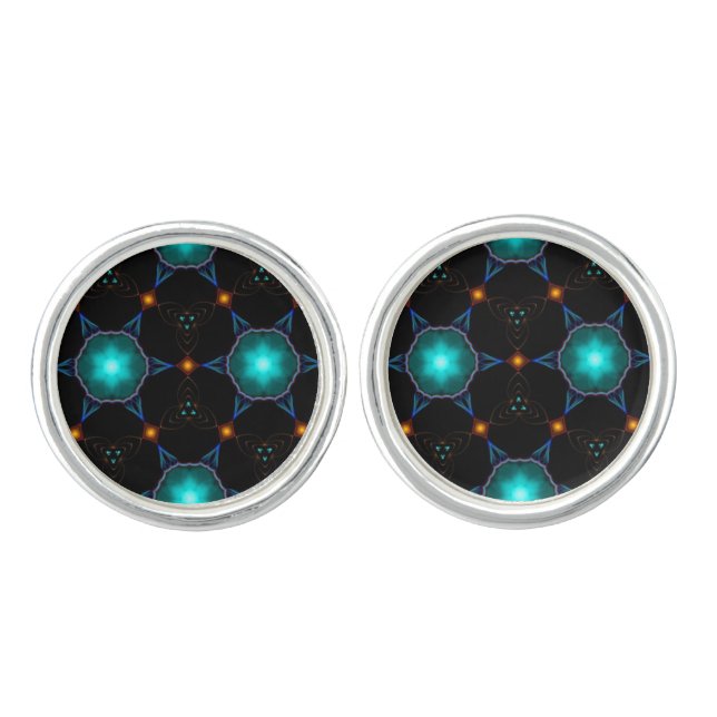 Twinkling Turquoise Stars Cufflinks (Front)