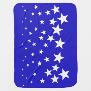 Twinkling White star pattern on blue background Baby Blanket