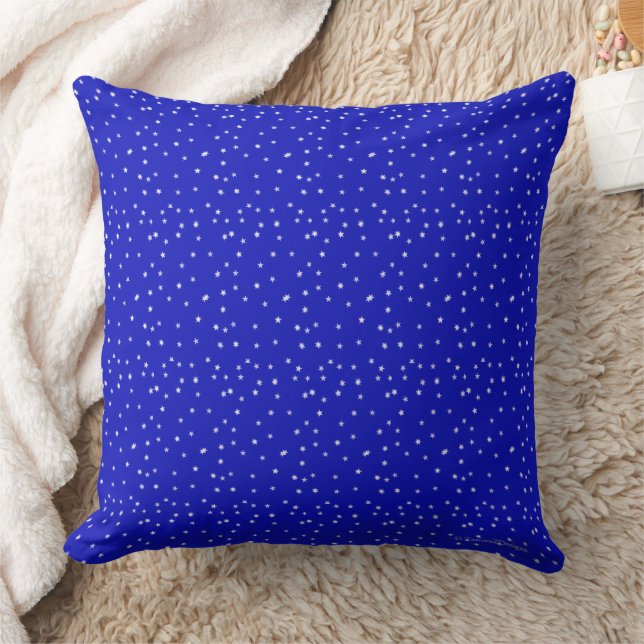 Twinkling White Stars Blue Throw Pillow (Blanket)