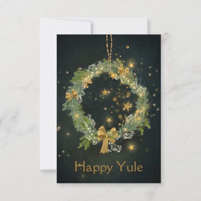 Twinkling Yule Wreath Thank You Card (Front)