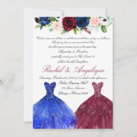 Twins 16th Burgundy Navy Invitation