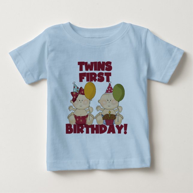 Twins 1st Birthday Boy/Girl T-shirts and Gifts (Front)