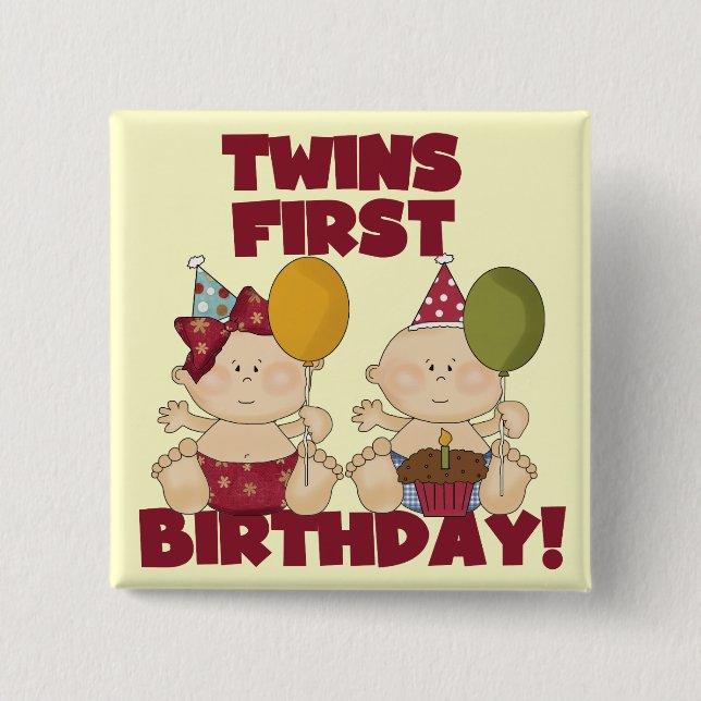 Twins 1st Birthday Boy/Girl T-shirts and Gifts Button (Front)