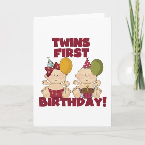 Twins 1st Birthday BoyGirl T_shirts and Gifts Card