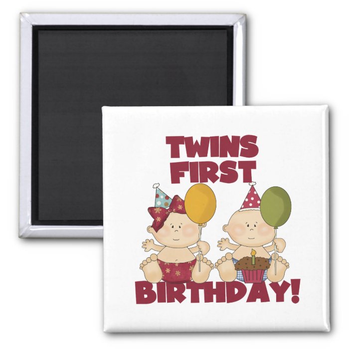 Twins 1st Birthday Boy/Girl T shirts and Gifts Magnets