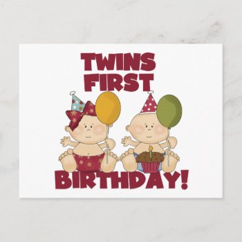 Twins 1st Birthday Boy/girl T-shirts And Gifts Postcard by kids_birthdays at Zazzle
