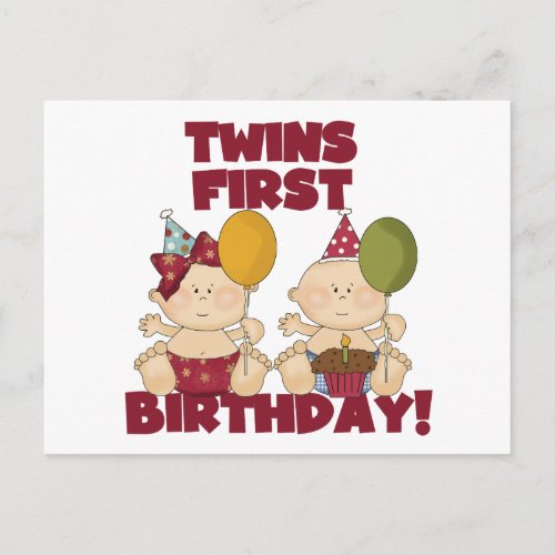 Twins 1st Birthday BoyGirl T_shirts and Gifts Postcard